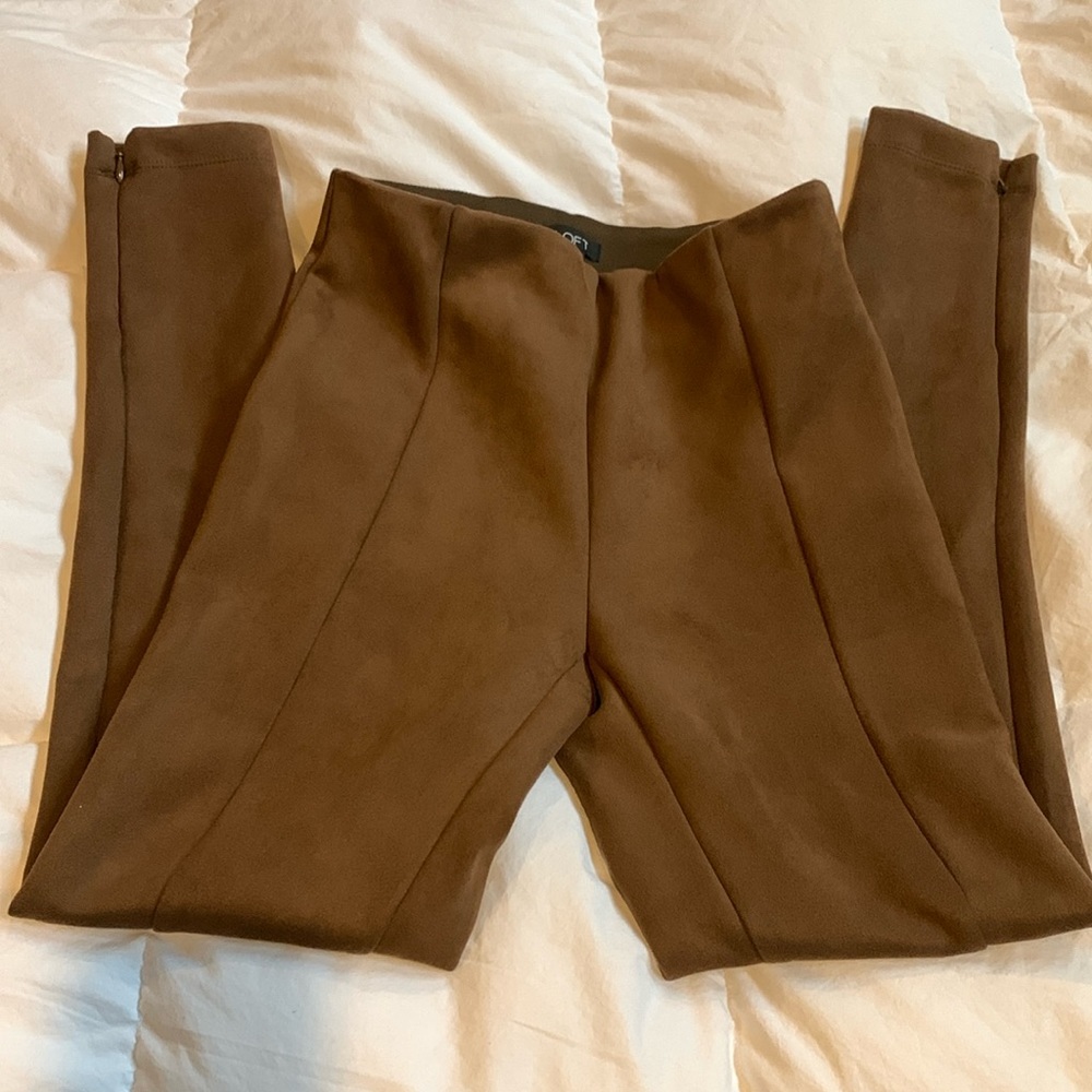 NWOT Loft suede leggings, XXS (see info), brown, polyester, perfect condition.
